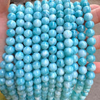 45pcs 8mm Natural Stone Beads Larimar Blue Stone Round Loose Beads for Jewelry Making DIY Bracelets Necklace - color: Larimar, size: 8mm