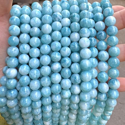38pcs 10mm Natural Stone Beads Larimar Blue Stone Round Loose Beads for Jewelry Making DIY Bracelets Necklace - color: Larimar, size: 10mm