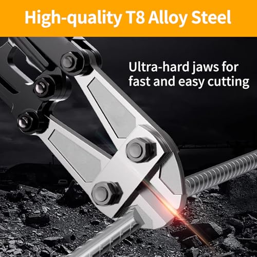 14 Inch Bolt Cutter, Heavy Duty Forged T8 Steel Blade Wire Cutters for Chains, Metal, Screws, Rivets & Fences, Ergonomic Rubber Grip Handle for Industrial Use & DIY Projects - size: 14 Inch