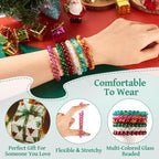 Elecrelive Glass Round Beaded Bracelet Set Clay Beaded Bracelets Stretch Bracelets - color: Mix Colors, Christmas