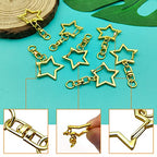 60Pcs Star Shaped Gold Spring Snap Keychain Clip,Metal Swivel Clasp Snap Hook Key Ring with Chain Hanging Buckle with Open Jump Ring Connector for Crafts Key Ring Making,DIY Keychain Supplies - color: gold