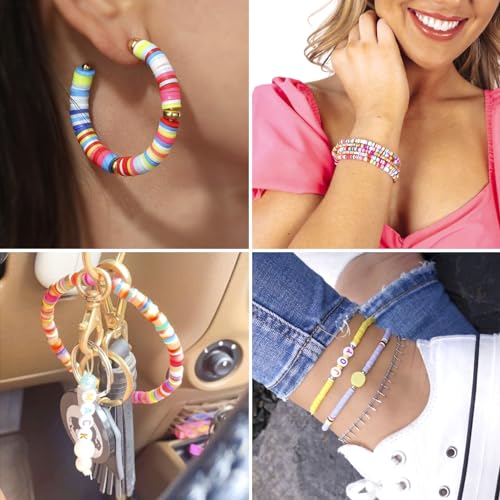 Elecrelive 15 Colors Clay Bead Strands 3mm Polymer Vinyl Heishi Beads Friendship Bracelet Kit Chip Disk Flat Round Spacers for Chocker Necklace Earring DIY Crafts - color: 15 Colors