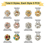 Craftdady 30pcs Crystal Rhinestone Rondelle Spacer Beads 12mm Rhinestone Pave Brass Disco Ball Loose Beads 6 Colors for Jewelry Making, Hole: 4mm - color: 6 Color-12mm