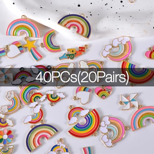 Bulk Gold Enamel Charms for Jewelry Making, Colorful Metal Charms Pendant for Bracelet Necklace and Crafting - color: Rainbow