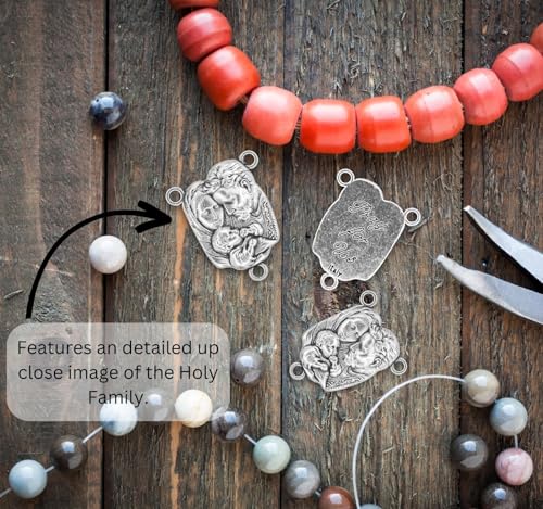 Gifts Catholic Inc. Pack of 10 - Holy Family Centerpieces for Rosary - 1" Silver Oxidized Bulk Rosary Making Supplies - Made in Italy