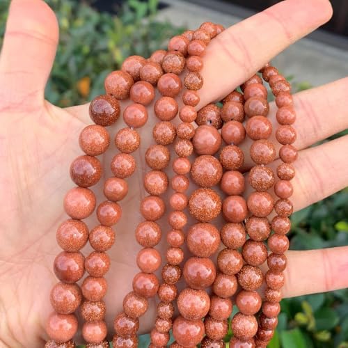 90pcs Adabele Brown Goldstone Sandstone Gemstone 4mm (0.16 Inch) Small Round Beads Gem Stone Spacer for DIY Craft Jewelry Making GS20-4 - color: Brown Goldstone (Imitated Sandstone), size: 4mm (90pcs/1 Strand)