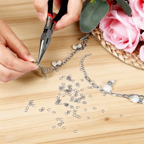 600 PCS 5/32" Silver Tiny Jump Rings, Small Open Jump Rings Single Loop Split Jumps Ring Metal Jewelry Findings for Necklaces Bracelets Earrings Crafts Decorations DIY Jewelry Making Replacement