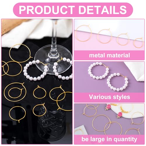 Pndeyo 280pcs Hypoallergenic Earring Beading Hoops, 20mm 25mm 30mm 35mm Round Hoop Earrings Findings, Open Earring Wire Ring Accessories for Jewelry Making- Silver & Gold - color: Gold-280pcs