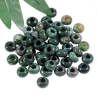 Nupuyai Pack of 30 14x8mm Large Hole Stone Loose Beads for Jewelry Making, Polished Rondelle European Beads fit Charms Bracelet, Indian Agate - color: Green/Red, size: 14x8mm