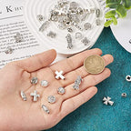 Craftdady 88Pcs Tibetan Cross Beads Antique Silver Alloy Crucifix Spacer Beads Western Charms Virgin Mary Charms for Crafts Mexican Bracelets Jewelry Making - color: Antique Silver-22 Styles