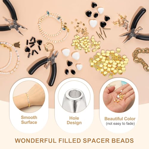 PATIKIL 3x8mm Filled Spacer Beads, 50Pcs Metal Smooth Faceted Tube Tiny Loose Beads for Bracelet Jewelry Making Necklace DIY, Silver - color: Silver, size: 3x8mm