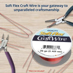 Soft Flex 26 Gauge Craft Wire - 27 Meters - Jewelry Wire with Tarnish Resistant Silver Plating - style: Red