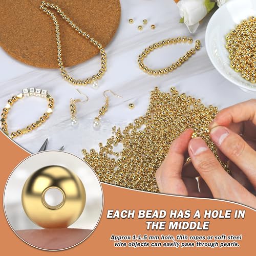 18K 600pcs 2mm Gold Filled Beads for Bracelets Seamless Small Tiny Gold Spacer Beads Non Tarnish for Jewelry Making Necklaces Earring Pendant Smooth for DIY Craft Making - size: 2MM-600PCS