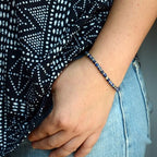 Ganbatte Handmade Beaded Bracelet, Natural Stone and Silver Stainless Steel, Boho Style Women's Jewelry - color: Lapis Lazuli