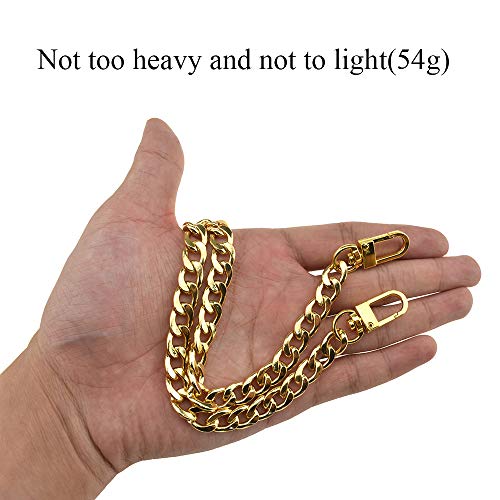 HAHIYO Purse Chain Strap 15.7 Inches Yellow Gold for Shoulder Cross Body Sling Handbag Clutch Replacement Comfortable Flat 0.4" Wide 2.4mm Extra Thick Metal 1 Pack - size: Yellow Gold 15.7 inches