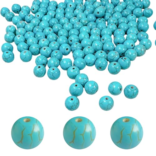Turquoise Beads Bulk 10mm - 280pcs Natural Semi-Precious Gemstone Round Space Loose Beads for Jewelry Making, Bracelets, Necklaces, Earring, DIY Handmade Crafts, Healing Stone Gifts - color: Turquoise Round 10mm