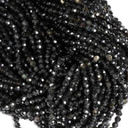 Song Xi 120pcs 3mm Natural Black Striped Agate Gemstone Beads Faceted Round Loose Stone Beads for Jewelry Making (1 Strand) - color: Black Striped Agate, size: 2.8-3.3mm