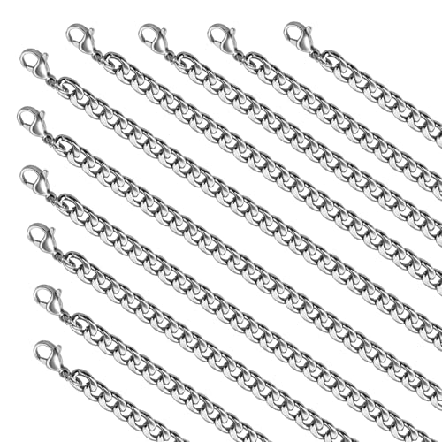 10PCS 20inch Stainless Steel Chain Necklace for Jewelry Making Strong Curb Cuban Necklaces Bulk for Jewelry DIY - color: Steel 20", size: 1.8mm