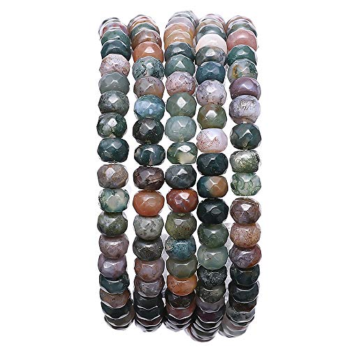 BEADIA Faceted Natural India Agate Stone Rondelle 4x6mm Loose Semi Gemstone Beads for Jewelry Making 38cm - color: India Agate Faceted Rondelle, size: 4x6mm
