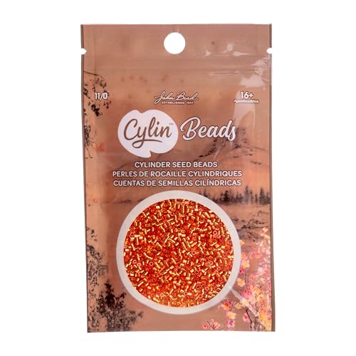 John Bead 25g Cylin Beads Orange Silver Lined 11/0 Glass Cylindrical Seed Beads for Jewelry Bracelets Necklaces Earrings Making Embroidery - color: Orange Silver Lined
