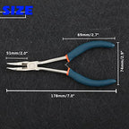 Long Reach Bent Nose Pliers for Jewelry Making 6 Inches Mini Bent Nose Pliers with Cutter Split Ring Jewelers Pliers Curved Needle Nose Pliers for Crafting and Repair Supplies - style: Bent Nose Pliers Serrated Jaws