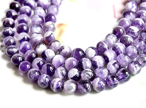 ABCGEMS Minas-Gerais Chevron Banded Amethyst Beads from Brazil (Ethically-Sourced from the Minas Gerais State, Particularly in Regions Like Minas Novas & Araçuaí) Smooth Round 10mm - color: Purple Chevron Amethyst (From Brazil)