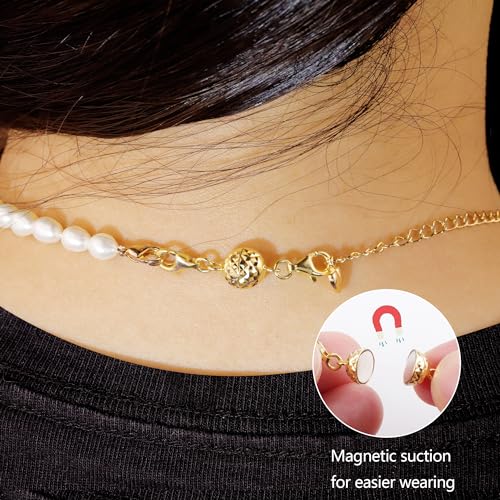 14K Gold Magnetic Necklace Clasps and Closures 925 Sterling Silver Magnetic Jewelry Clasps for Necklaces Bracelet Extender Double Lobster Clasp - color: E-14K Gold