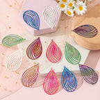 Dazzling Colorful Filigree Charms Hollow Out Multicolor Geometric Filigree Pendants for DIY Jewelry Making Earrings Necklaces Components - color: Waterdrop-1