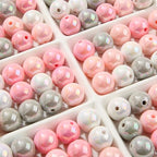 16mm Acrylic Beads 100pcs Chunk Bubblegum Bead Beads for Pens for Necklace Jewelry Bracelets DIY Crafts Making (graypink) - color: graypink