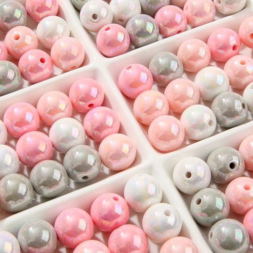 16mm Acrylic Beads 100pcs Chunk Bubblegum Bead Beads for Pens for Necklace Jewelry Bracelets DIY Crafts Making (graypink) - color: graypink