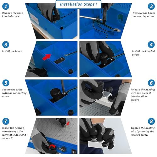 Hot Wire Foam Cutter, Foam Cutting Worktable with Elevated Extension Rail, Hot Wire Cutting Tool for EVA, Sponge, KT board, Insulation panels, Polystyrene Foam Various Thermoplastic Materials Blue - color: Blue