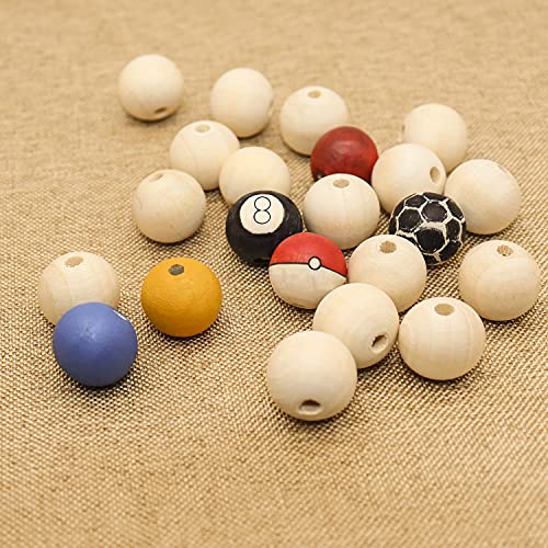 THYSSEN 500pcs 20mm Wood Beads Crafts Natural Round Unfinished Loose Beads are Used to Make DIY Wooden Beads Garlands, Home Decoration