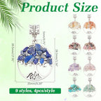 36Pcs 9 Styles Tree of Life Charms European Style Alloy Tree Charms Antique Silver Hollow Mixed Stone Beaded Dangle Charm Bulk for Jewelry Making Bracelet Necklace DIY Findings