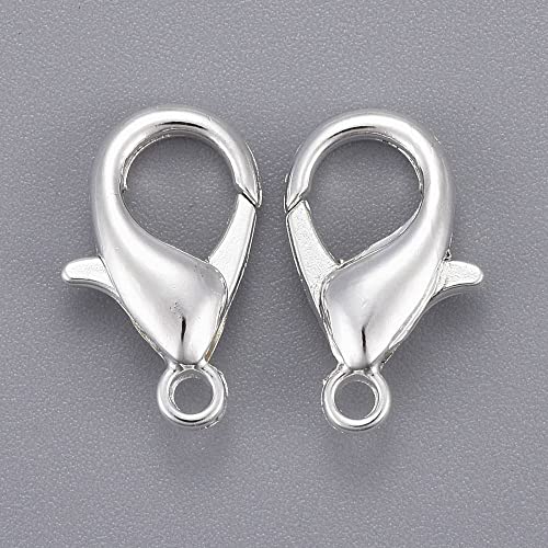 HDSupplies 100 Pieces - Lobster Clasps - Bright Silver Tone - 16x8mm / 2mm Hole - color: Bright Silver Tone, size: 16x8mm