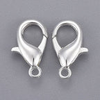 HDSupplies 100 Pieces - Lobster Clasps - Bright Silver Tone - 16x8mm / 2mm Hole - color: Bright Silver Tone, size: 16x8mm