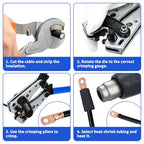 Sanuke Battery Cable Lug Crimping Tool, Cable Cutters High Leverage, Wire Crimper for AWG 8 6 4 2 1/0 Copper Wire Lugs, Aluminum Copper Communication Cables Cutting