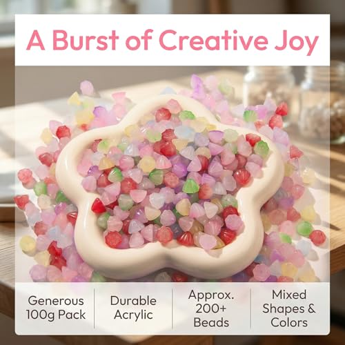 CZZZY 100g 10mm Lotus Seed Pod Acrylic Beads, Iridescent Mixed Color Loose Beads，Macaron Coloured Cute Beads,Macaron Coloured Cute Beads for DIY Jewelry Making (Mix)