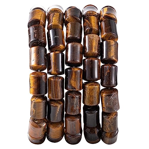 Natural Yellow Tiger Eye Cylinder Tube Beads 10x14mm 38cm/str Loose Semi Gemstone Stone Beads for Making Bracelets Necklace - color: Yellow Tiger Eye