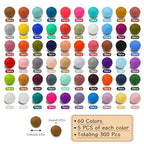 300pcs Silicone Beads for Keychain Making Kit 60 Colors Focal Rubber Round Mixed Color Silicone Beads Bulk for Pens, DIY Keychain,Necklace Bracelet Making Kit, Jewelry,Art Crafts