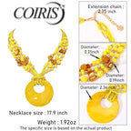 Coiris Shell Pendant Statement Strand Necklace for Women Boho Multi Beads Natural Stone Colorful Necklace Bohemian Handmade Chunky Shell Beaded Collar Jewelry for Women - color: Yellow