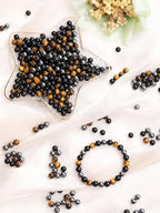 Jovivi 100pcs 8mm Round Stone Beads Mixed - Tiger Eye, Obsidian, Hematite - Polished - Genuine - For Jewelry Making & Crafting - color: Triple - Tiger Eye+Black Obsidian+Hematite