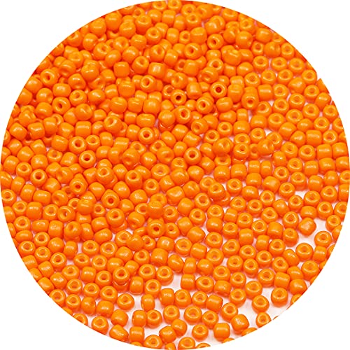 Bala&Fillic Orange Color 4mm Seed Beads About 1200pcs/100Grams in Bag, 6/0 Glass Craft Beads for Making Bracelet and Necklace (Orange) - color: Orange -4mm
