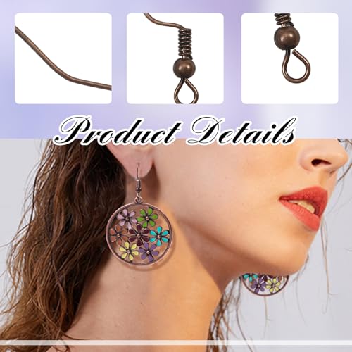 TOAOB 300pcs Earring Hooks Kits Red Copper French Ear Wires with Ball and Coil 18mm Fish Hook Earring Making Supplies with Jump Rings and Clear Silicone Ear Backs for DIY Jewelry Findings - color: Red copper