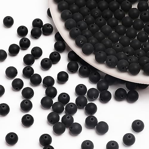 BONNY BOXX 1000PCs 6MM Matte Black Acrylic Round Beads, Frosted Plastic Resin Bubblegum Balls Chunky Gumball Beads for Necklace and Bracelet Making, Crafting Supplies - color: Matte Black, size: 6MM