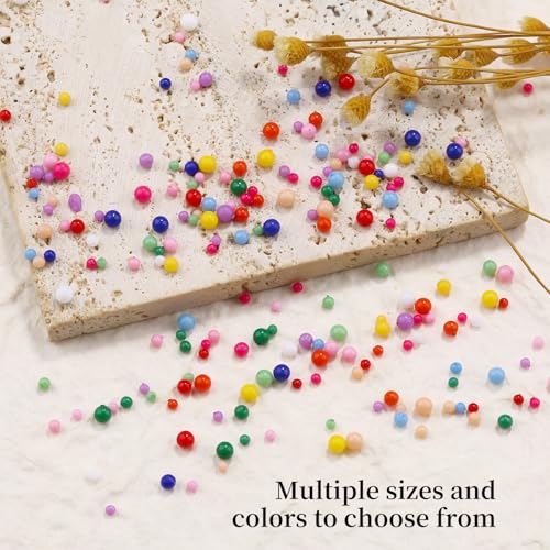 1000Pcs Resin Macaron Beads, 2-3.5mm 3D Round Bubble Balls Summer Macaron Candy Sweet Colors Nail Ball Beads with Tweezers and Dual-end Brush (20-K1-colorful-beads) - color: 20-K1-colorful-beads