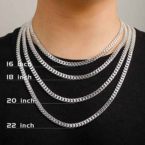 OCHCOH 925 Sterling Silver Clasp 3mm3.5mm4mm5mm7mm Cuban Link Chain Necklace for Men Diamond Cut Silver Chain Necklace for Women 16 18 20 22 24 26 28 30 Inch - size: 18 Inch, style: 7mm
