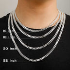 OCHCOH 925 Sterling Silver Clasp 3mm3.5mm4mm5mm7mm Cuban Link Chain Necklace for Men Diamond Cut Silver Chain Necklace for Women 16 18 20 22 24 26 28 30 Inch - size: 18 Inch, style: 7mm