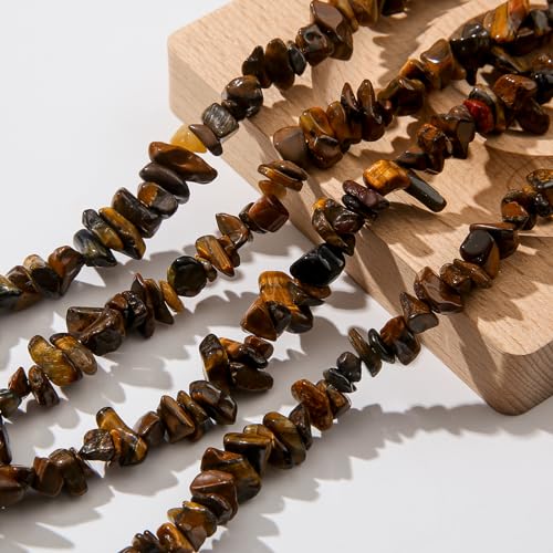 Natural Chip Stone Beads About 200pcs Tiger Eye Stones 5-8mm Irregular Gemstone Healing Crystal Loose Rocks for Bracelet Necklace Earrings Jewelry Making(Tiger's-Eye) - color: tiger's-eye