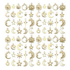 WOCRAFT 60pcs KC Gold Sun Moon Star Charms Bracelet Charms for Jewelry Making Sets DIY Necklace Bracelet Keychain Crafting Charms Kit Craft Supplies (SN836) - color: KC Gold, size: Sun Moon Star Charms
