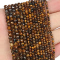 90pcs 4mm Natural Yellow Tiger Eye Gemstone Beads Faceted Round Loose Stone Beads for Jewelry Making (1 Strand) - color: Yellow Tiger Eye, size: 3.7-4.2mm